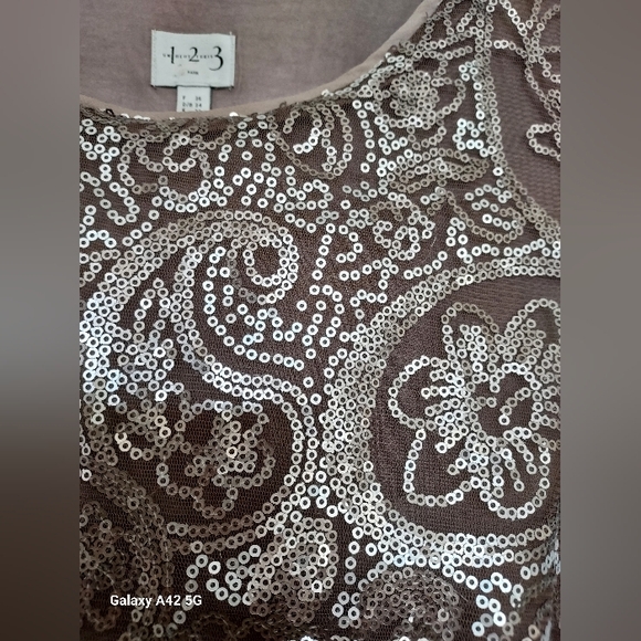 1.2.3. Paris Taupe Sequin Paisley Dress | 4 - Picture 10 of 14
